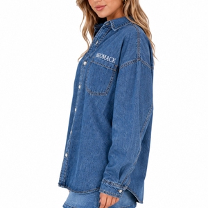 Camisa vaquera para mujer, estilo oversize, con botones, informal, diseño de ajuste relajado, holgada, para uso diario - Product Image 4