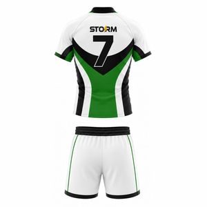 Tenue de rugby unisexe sur mesure OEM & ODM, ensemble maillot et short respirant sublimé pour adultes, uniforme d'équipe de rugby - Product Image 3