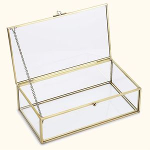 Luxury Gold Brass <b>Glass</b> <b>Box</b> Decorative Jewelry Organizer Clear Keepsake Display Case Wedding Gift <b>Box</b> Tabletop Home Decor Case - Product Image 6