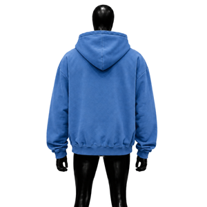 เสื้อฮู้ดดี้ผู้ชายไซส์ใหญ่ สีน้ำเงิน ซิปหน้า ผ้าฝ้ายเฟรนช์เทอร์รี่ ดีไซน์กระเป๋าแบบลำลอง ใส่ได้ในฤดูใบไม้ร่วง เนื้อผ้านุ่มสบาย สไตล์สตรีทแวร์ทันสมัย - Product Image 2