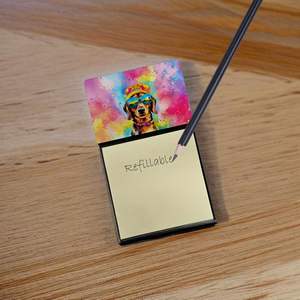 New Dachshund Hippie Dawg Self-Sticky <b>Note</b> Pads Dispenser Refillable Memo Pads Blank Desk Accessories-<b>Card</b> & <b>Note</b> <b>Holder</b> - Product Image 2