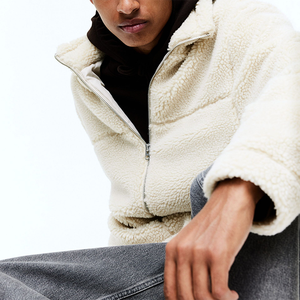 OEM Custom Winter High Quality Zipper up Heavyweight Sherpa <b>Fleece</b> <b>Jackets</b> for Men - Product Image 4