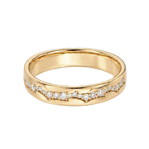 Bague minimaliste en or massif 9K 10K 14K 18K avec diamant de laboratoire taille ronde, Bague de promesse, Bague d'amour, Bague minimaliste pavée pour anniversaire - Product Image 1