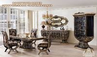 Mobilier de salle à manger de style intérieur baroque Ensemble de table à manger 6 places de style classique pour salle à manger Ensemble de table à manger sculptée à la main