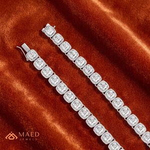 สร้อยคอเทนนิสทรง Asscher Cut ประดับโมอิสซาไนต์ ชุบทองคำขาว 925 เงินแท้ สไตล์ฮิปฮอป แฟชั่นเครื่องประดับสำหรับผู้หญิงและผู้ชาย ของขวัญสุดหรู - Product Image 4