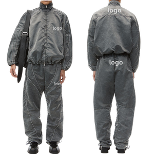 Ensemble de survêtement gris pour homme, fermeture éclair intégrale, polyester respirant, coupe décontractée, vêtements d'automne avec poches latérales pour homme - Product Image 5