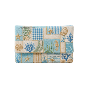 Bolsos de mano de diseñador con cuentas para mujer, diseño de estrella de mar y coral, cartera de mano con cuentas, bolsos de mano personalizados con cuentas - Product Image 2