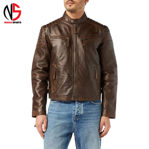 Chaqueta de Moto para Hombre, de Cuero Genuino Marrón, Estilo Urbano, Casual, con Cierre, Transpirable, Resistente al Viento e Impermeable, NURAK SPORTS 2026 - Product Image 1