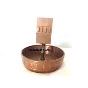 ที่เขี่ยบุหรี่ทองเหลืองเคลือบผงทองแฮนด์เมดโลหะขนาดเล็กโต๊ะกลางอินเดีย - Product Image 3