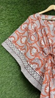 Kaftan élégant en coton pour femmes, imprimé floral à la main, longue robe de plage, style bohème, vêtements de printemps et d'été, style indien