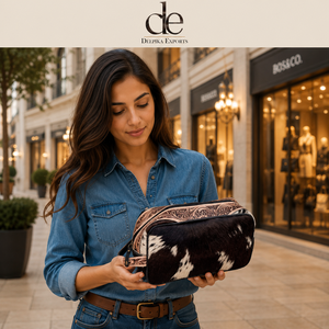 Designer Hand Tooled Leather Toiletry Organizer Shaving Kit <b>Man</b> Women Travel Cosmetic Bags Cowhide Leather Makeup Bags - Product Image 6