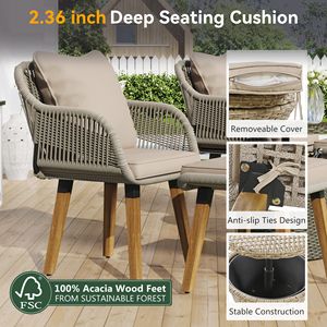 K K 5-Piece Outdoor Patio Furniture Set <b>Cool</b> <b>Bar</b> Table and Ottomans with Wicker Conversation Chair Bistro Style Furniture - Product Image 6
