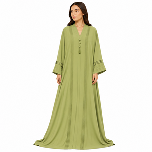 Pleated Panel Abaya Luxury Kaftan Maxi Abaya Loose Fit Pleated Abaya Minimalist Luxury Abaya "Luxury Pintuck Pleated Kaftan Abay - Product Image 3