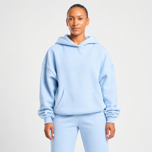 Sudadera con Capucha Oversize para Mujer 2026, Color Liso, Hombros Caídos, Manga Larga, Forro Polar de Algodón, Ropa Casual de Otoño - Product Image 3