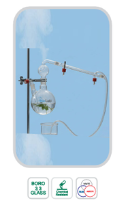 Conjunto de destilación por vapor con balde de doble cuello de vidrio de borosilicato, kit de destilación de recorrido corto, destilación fraccionada, OEM - Product Image 3