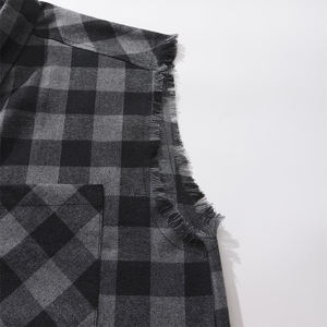Chemise en flanelle grise et noire, dernière tendance, sans manches, coupe ajustée, décontractée, en coton respirant, à carreaux, pour hommes - Product Image 3