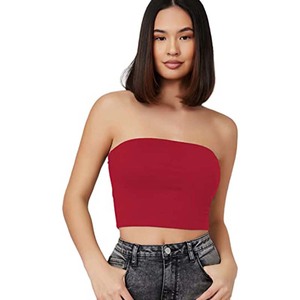 <b>Women's</b> <b>Black</b> Strapless Tube <b>Top</b> Solid Knitted Crop <b>Tank</b> Sexy Clubwear Breathable Short Length - Product Image 5