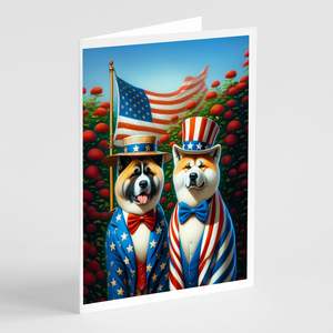 All American Akita Whimsical Tarjetas de felicitación Paquete de 8 A7 Tamaño 5x7 Tarjetas de notas en blanco con sobres - Product Image 1
