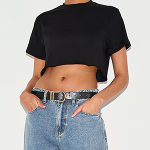 Camisetas de Verano para Mujer, 100% Algodón, Casuales, Tejidas, Cortas, de Alta Calidad, Ecológicas, Transpirables, Anti-Pilling, al por Mayor - Product Image 6