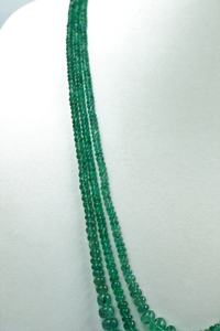 New Arrival Handmade 3 Strands Emerald Smooth Rondelle Necklace 7mm Zambian Emerald <b>Stone</b> <b>Beads</b> - Product Image 6
