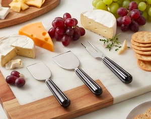 Stainless Steel <b>Cheese</b> <b>Knife</b> <b>Set</b> With Black Handles 3-Piece Durable Serving Tools For Kitchen Use Tableware And Hotel Use - Product Image 6