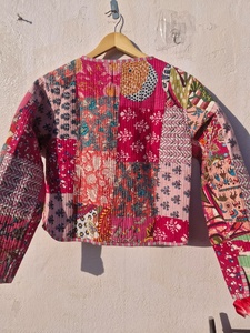 Indian Cotton Hand Block Print Bomber <b>Jackets</b> Patch Work Women Winter <b>Quilted</b> Hooded Reversible Animal Print <b>Jackets</b> - Product Image 6