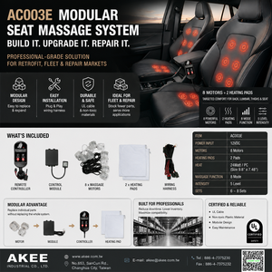 Universal 8 Motors Car Seat Massage Retrofit Kit with 2 Heated Pads Wired <b>Remote</b> <b>Vibration</b> Heating Replacement Modular AKEE - Product Image 2
