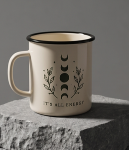 OEM Printed Enamel Coffee Mug Spiritual Moon Phase Theme Cream <b>Iron</b> <b>Travel</b> Drinking Vessel Wholesale Direct Trade Vendor Source - Product Image 4