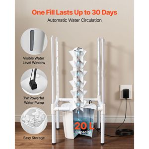 Kit Torre Idroponica a 6 Livelli con 30 Cialde, Luce LED per Coltivazione, Controllo Tramite App, Sistema Aeroponico Idroponico Verticale per Giardino Domestico - Product Image 3