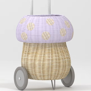 White mushroom-shaped <b>wicker</b> <b>basket</b> Handmade <b>Storage</b> <b>Basket</b> Wholesale eco-friendly Made in Vietnam Ready to stock - Product Image 1