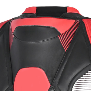 Men's Full Sleeve Leather Motorcycle Racing <b>Suit</b> One-Piece <b>Red</b> Black White Color Blocked Windproof All Seasons - Product Image 4