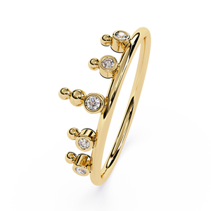 Anillo de Corona de Moissanita en Oro Blanco con Engaste de Bisel y Piedra Redonda, Banda Abierta, Joyería para Mujer, Regalo de Boda - Product Image 5