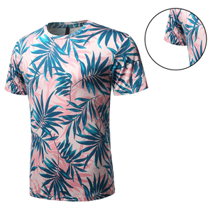Camiseta Sublimada con Estampado de Hojas Tropicales, Cuello Redondo, Corte Regular, Informal, Transpirable, de Poliéster para Hombre, al Mejor Precio - Product Image 6