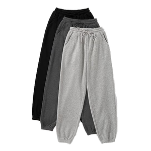 Article tendance : Pantalon de jogging pour femme 100 % coton, logo imprimé personnalisé, couleur unie, avec poches latérales, coupe ample - Product Image 1