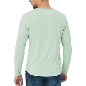 Camiseta de Manga Larga para Hombre, Cuello Redondo, Color Sólido, Corte Ajustado, Tejido de Algodón, Estilo Casual, Diseño Transpirable - Product Image 5