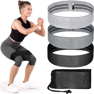 Ensemble de 3 bandes de butin pour femmes, gris clair/gris foncé/noir, vente en gros de bandes de résistance en tissu antidérapant pour le type de boucle de fitness - Product Image 1