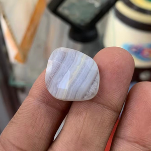 Cabochon d'agate bleue faite à la main, pierre précieuse naturelle d'agate bleue, taille ovale, pierre précieuse en vrac, agate bleue - Product Image 2