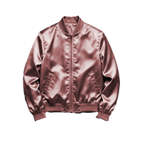 Blouson Bomber Homme Slim Fit Col Montant Brodé en Satin Zippé Épais Style Streetwear Décontracté Soirée Tendance Manches Longues Brillant Hiver
