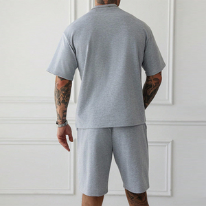 Summer Streetwear Casual Short Sleeve T-Shirt Shorts 2 Piece Jogger <b>Sets</b> High Quality Breathable <b>Knitted</b> Fabric for Summer - Product Image 3