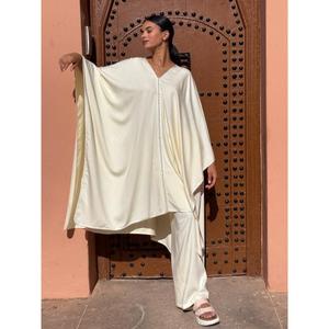 Caftán marroquí de terciopelo de seda Mlifa, hecho a mano, de primera calidad, fino, largo hasta el suelo, para fiesta de invierno, con silueta envolvente y escote en V, Aakaid - Product Image 5