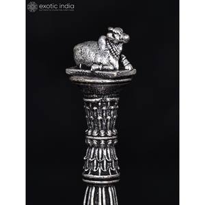 Sculpture en laiton Nandi Bell de 3 pouces, exquise, avec placage argenté, modèle DDO165, fabriquée en Inde - Product Image 2