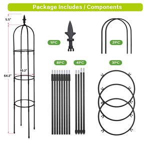 6,2 piedi leggero antiruggine giardino obelisco Trellis Stand in metallo rivestito in plastica alto traliccio torre recinzioni e cancelli - Product Image 4