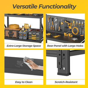 ล้อสำหรับโต๊ะทำงาน Temu Heavy Duty รับน้ำหนักได้ 3000 ปอนด์ ชั้นวางปรับระดับได้ แผ่นเพ็กบอร์ดอะลูมิเนียม 3 มิติ รองรับตู้เก็บเครื่องมือแบบตั้งพื้นเท่านั้น - Product Image 5