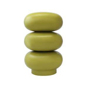 Table d'appoint de luxe en métal, base en fer, table basse ronde vert macaron brillant pour intérieurs de boutiques - Product Image 2