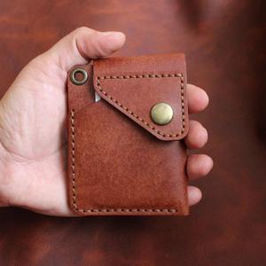 Handmade Genuine Leather Unisex Short <b>Wallet</b> with Customizable Design and <b>Waterproof</b> Features Brown Color Cash Card Holder - Product Image 2