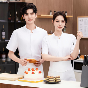 เสื้อเชฟแบบยูนิเซ็กซ์สั่งทำพร้อมโลโก้ แบรนด์ Touchhealthy ผ้าถัก พิมพ์ลายด้วยความร้อน แขนสั้น สำหรับร้านอาหารและบาร์ ขายส่ง - Product Image 4