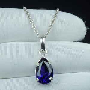 Colgante de Tanzanita Bicolor con Corte de Pera, Plata de Ley 925, Collar Boho Hecho a Mano - Product Image 6