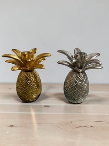 Porte-bougie ananas en métal doré et argenté, décoration d'intérieur, design durable - Product Image 5