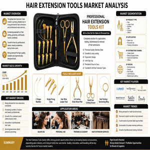 Kit d'outils pour extensions capillaires couleur or rose plasma avec pince à bec de 5,5 pouces, aiguilles en C, boucleur de cheveux, pince de sectionnement en C - Product Image 4