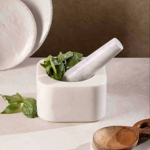 Juego de Mortero y Pilón de Mármol Duradero con Aspecto Elegante para Cocina Moderna y Necesidades de Cocina Tradicional - Product Image 1